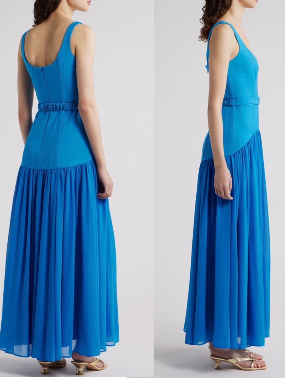 Hutch Ridge Women’s Drop-Waist Scoop Neck Blue Cocktail Maxi Dress Size 2 NEW - Picture 3 of 12